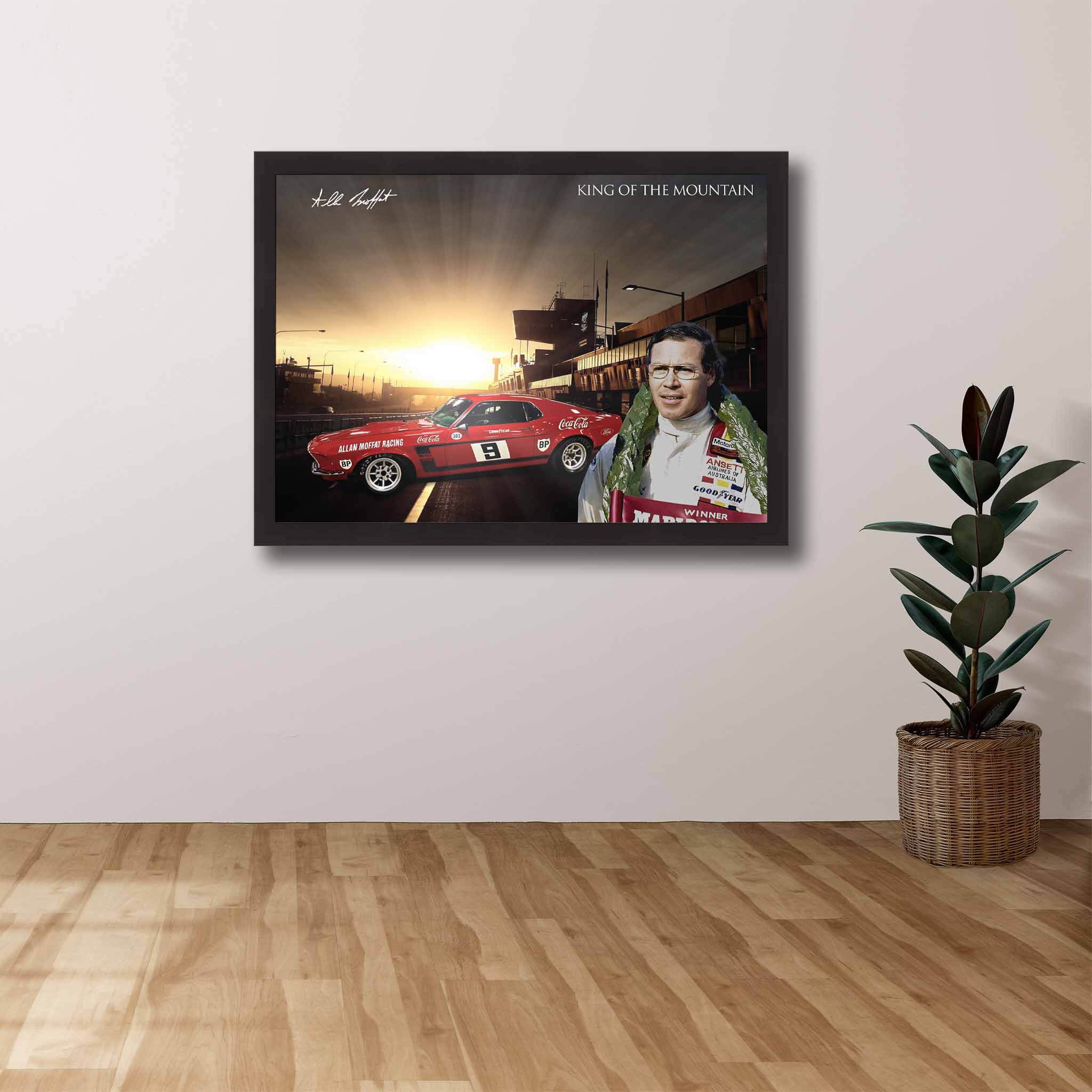 V8 supercar Supporters House, featuring a framed print of AllanMoffetshowcased on the wall.