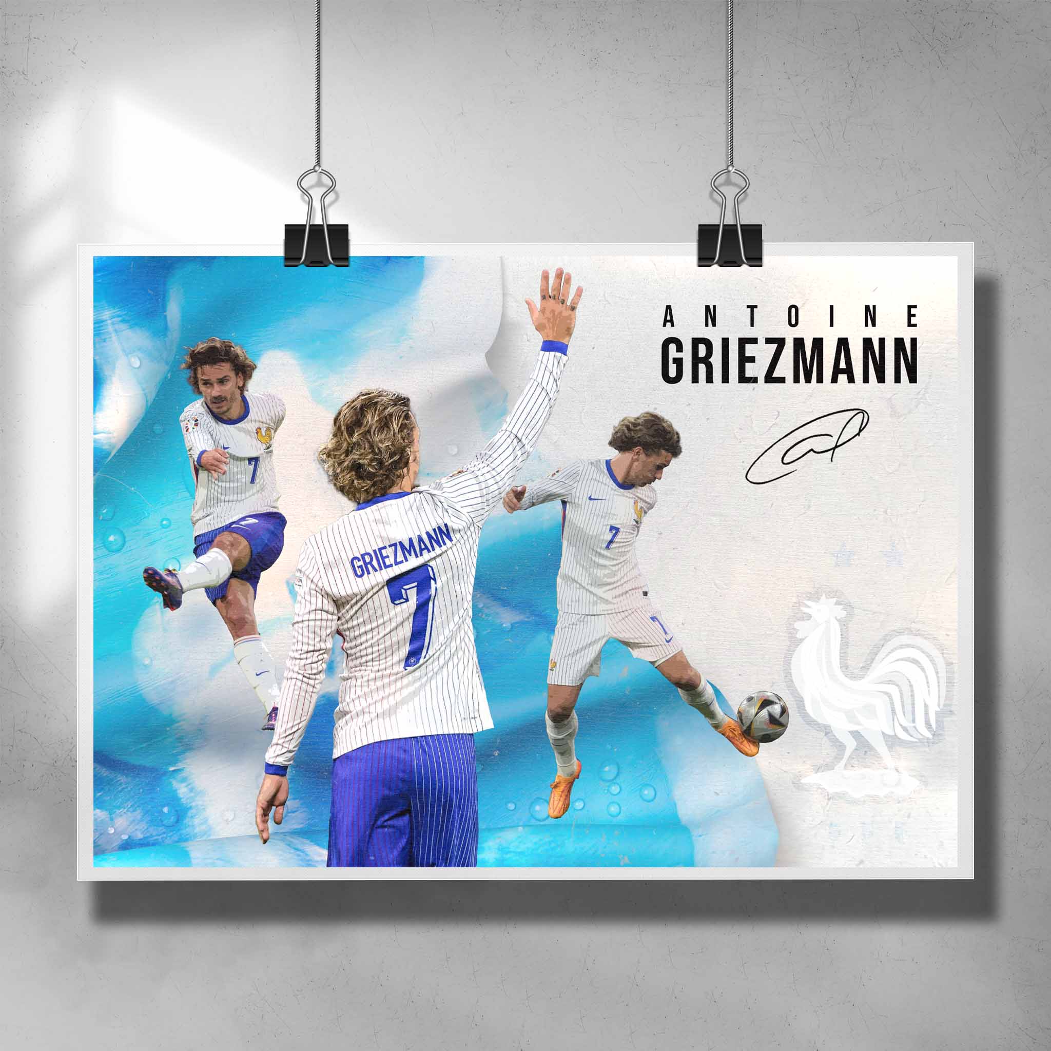 Antoine Griezmann football poster | France football star artwork | Perfect for man cave decor