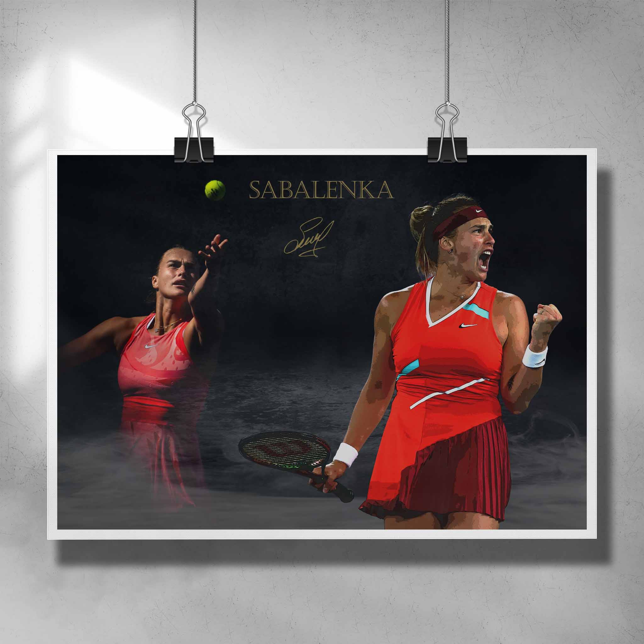 Tennis art by Sports Cave, featuring Aryna Sabalenka.