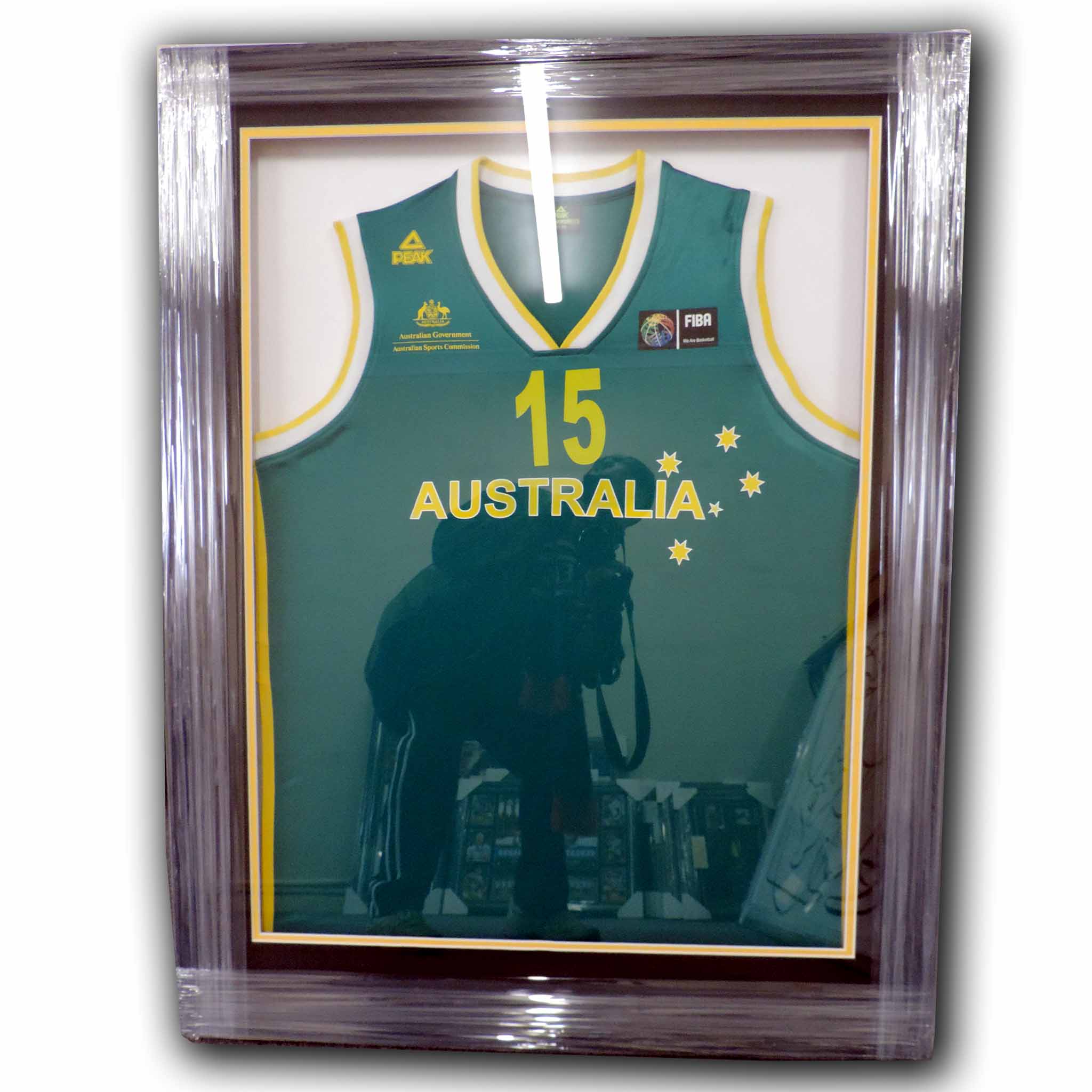 Australian Boomers Framed Jersey Memorabilia.