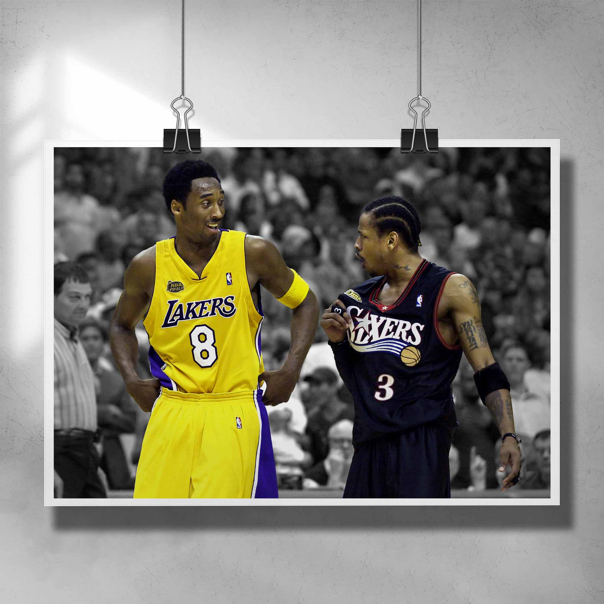 NBA Poster by Sports Cave, featuring basketball legends Kobe Bryant and Allen Iverson.