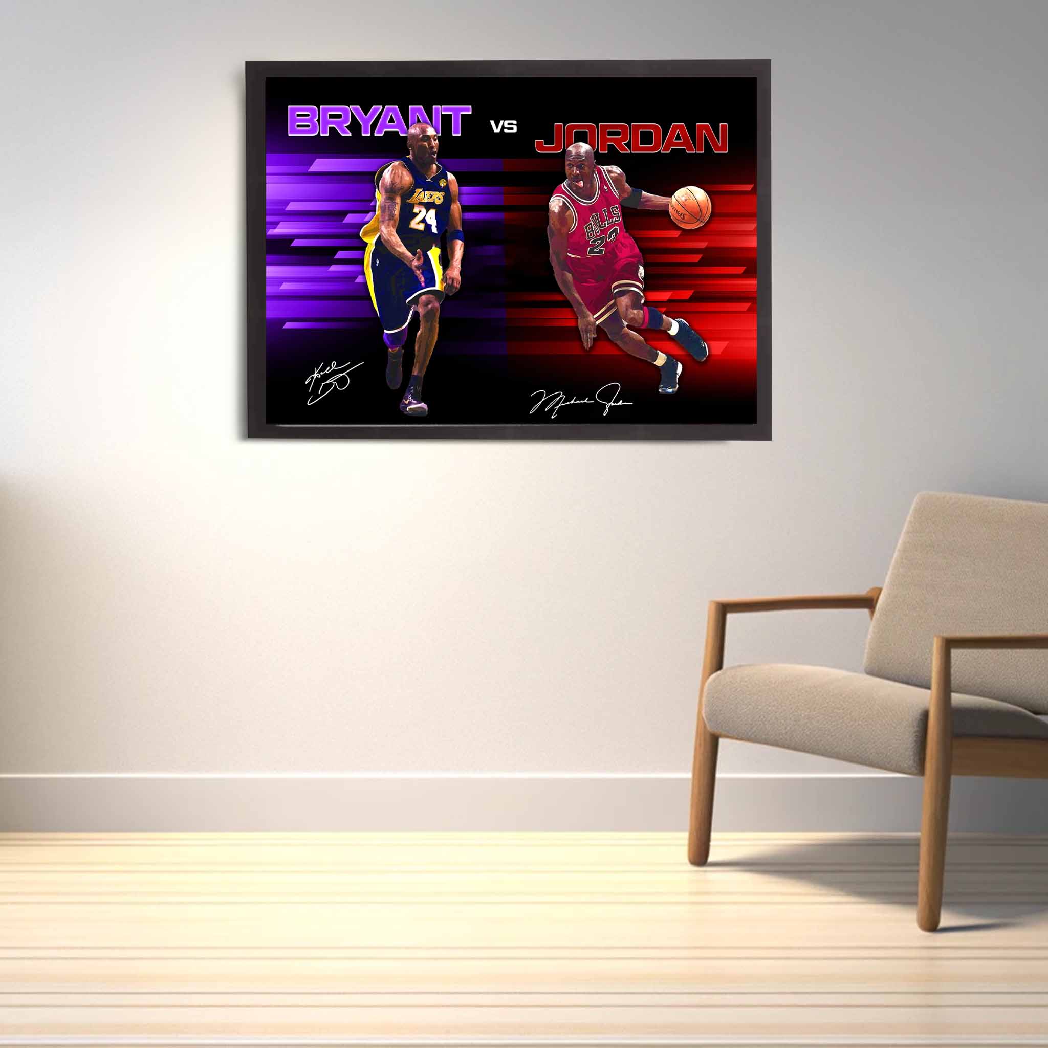 Kobe Bryant vs Michael Jordan NBA Art by Sports Cave.