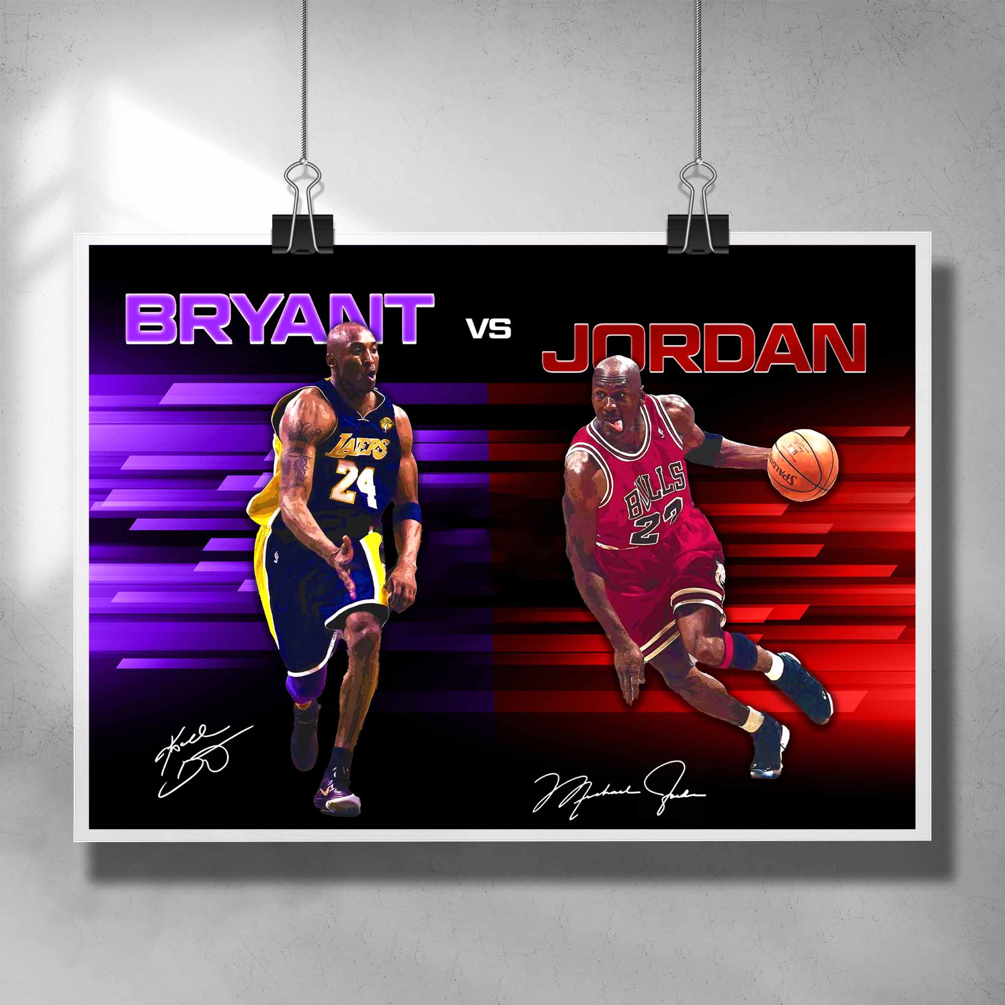 Unique Kobe Bryant vs Michael Jordan NBA Poster by Sports Cave.