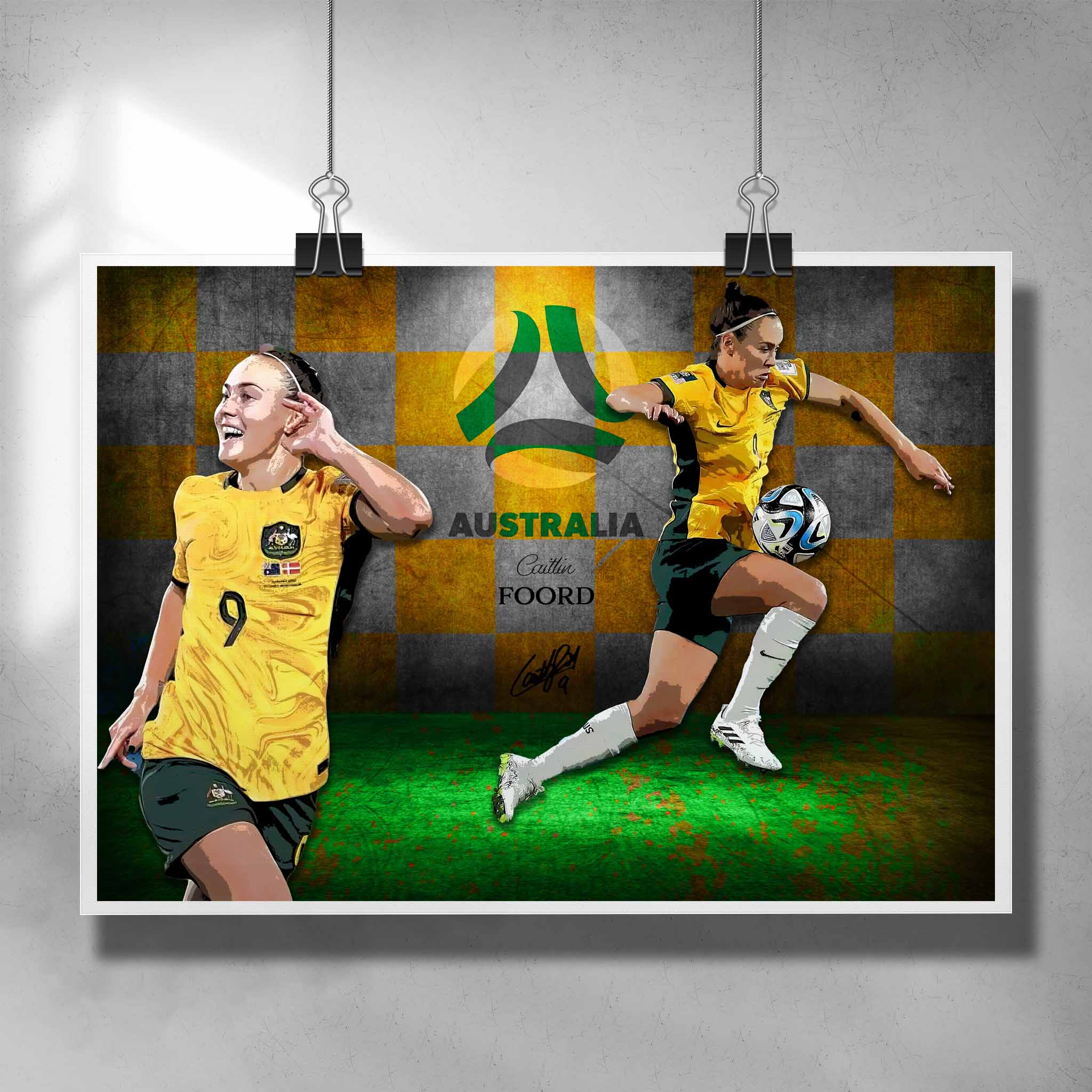 Soccer poster by Sports Cave, featuring Caitlin Foord from the Australian Matilda's.