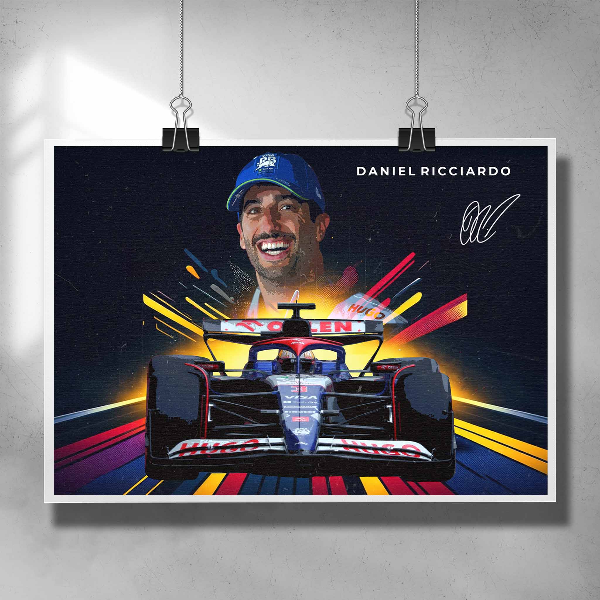 Formula One Poster by Sports Cave, featuring Daniel Ricciardo.