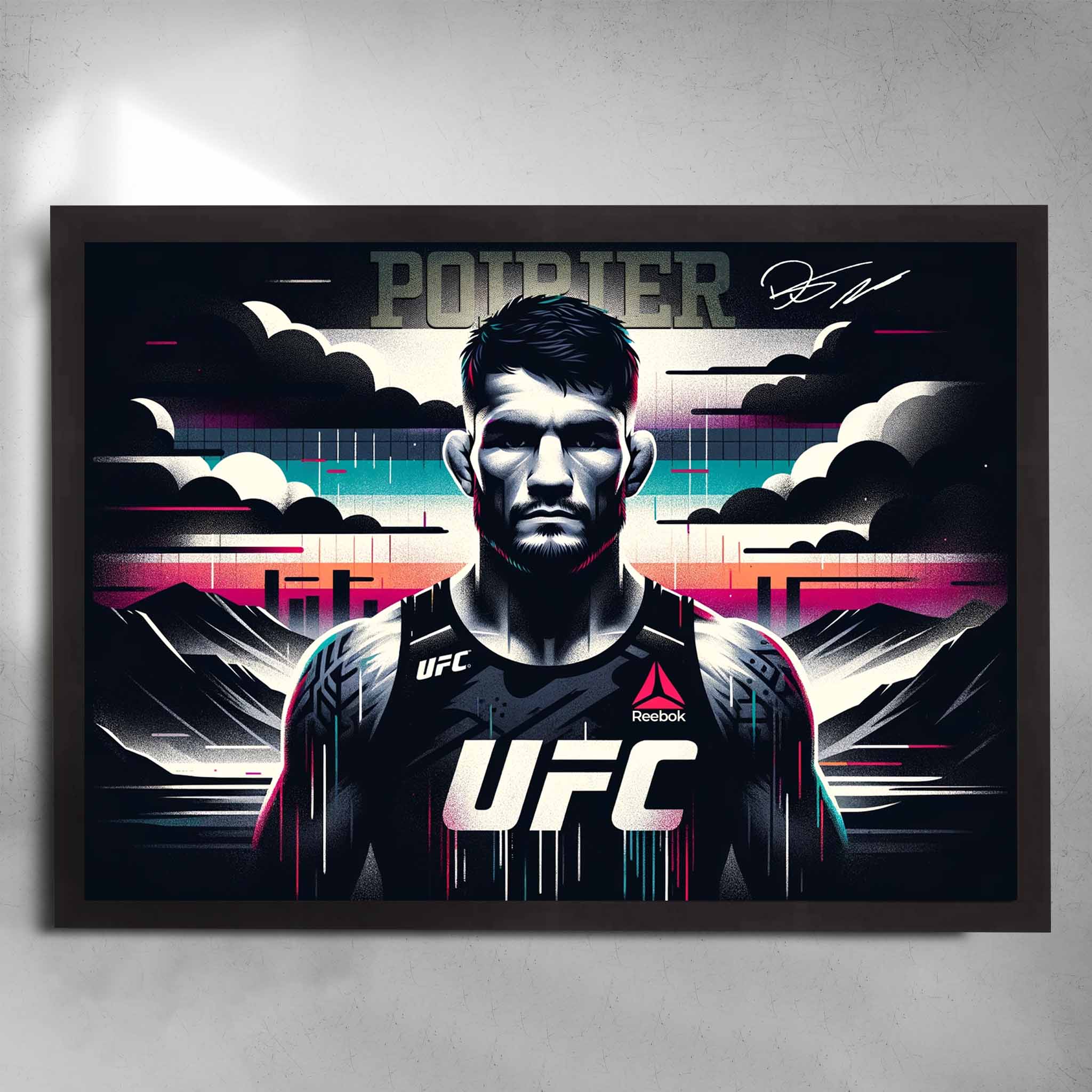 Black framed Dustin Poirier UFC Art Poster by Sports Cave.