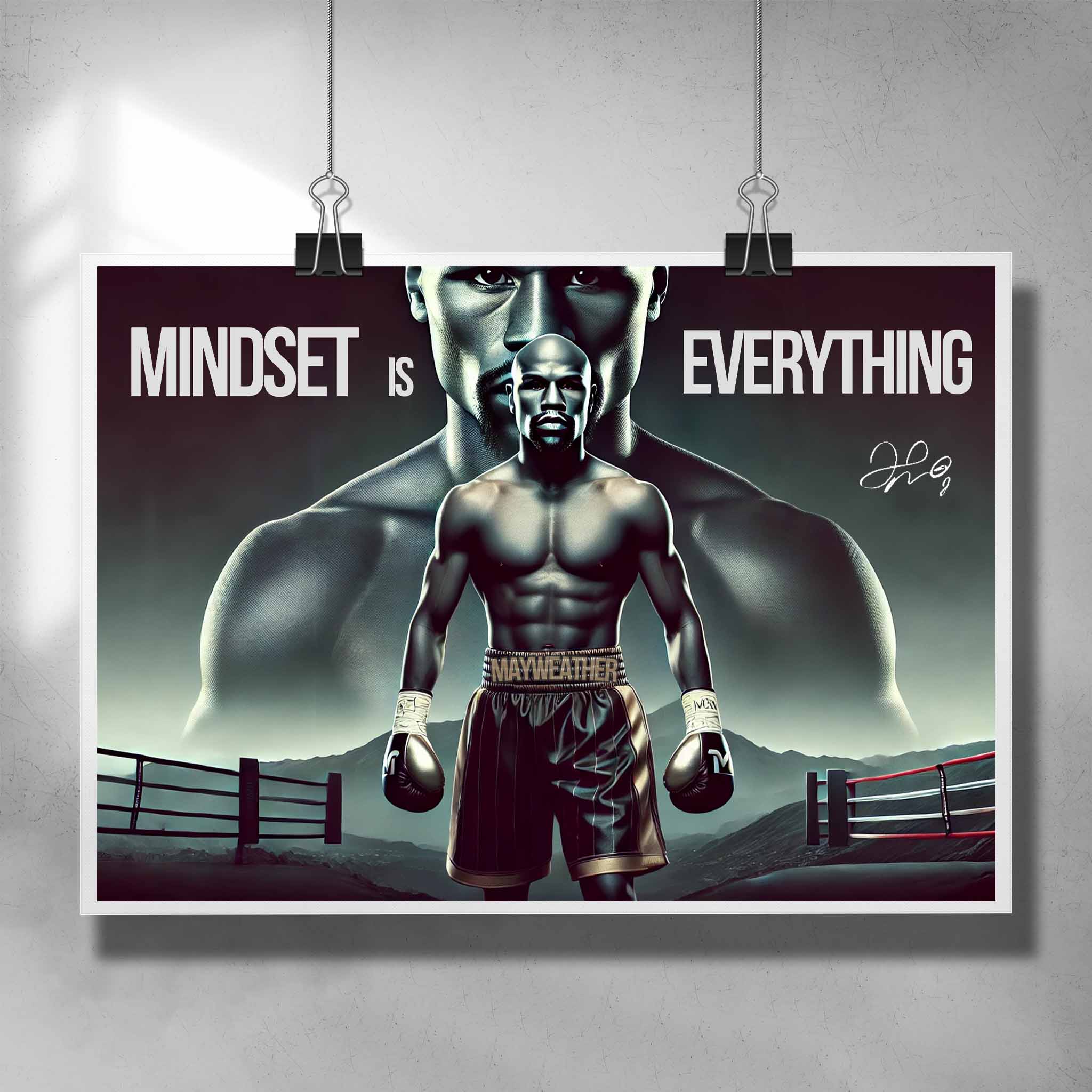 Motivational poster by Sports Cave, featuring Floyd Mayweather with the quote "mindset is everything".