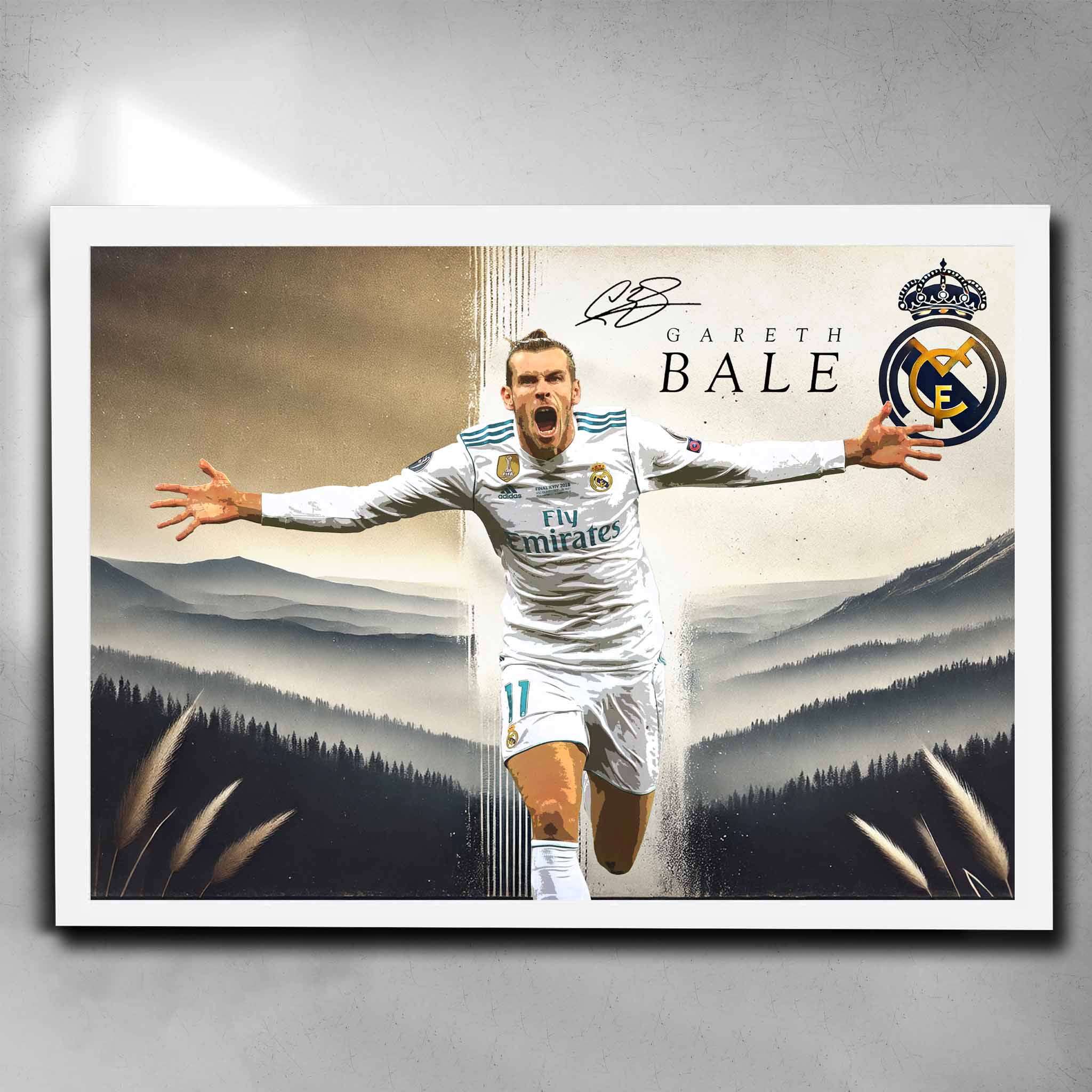 White framed Gareth Bale Real Madrid Art by Sports Cave.