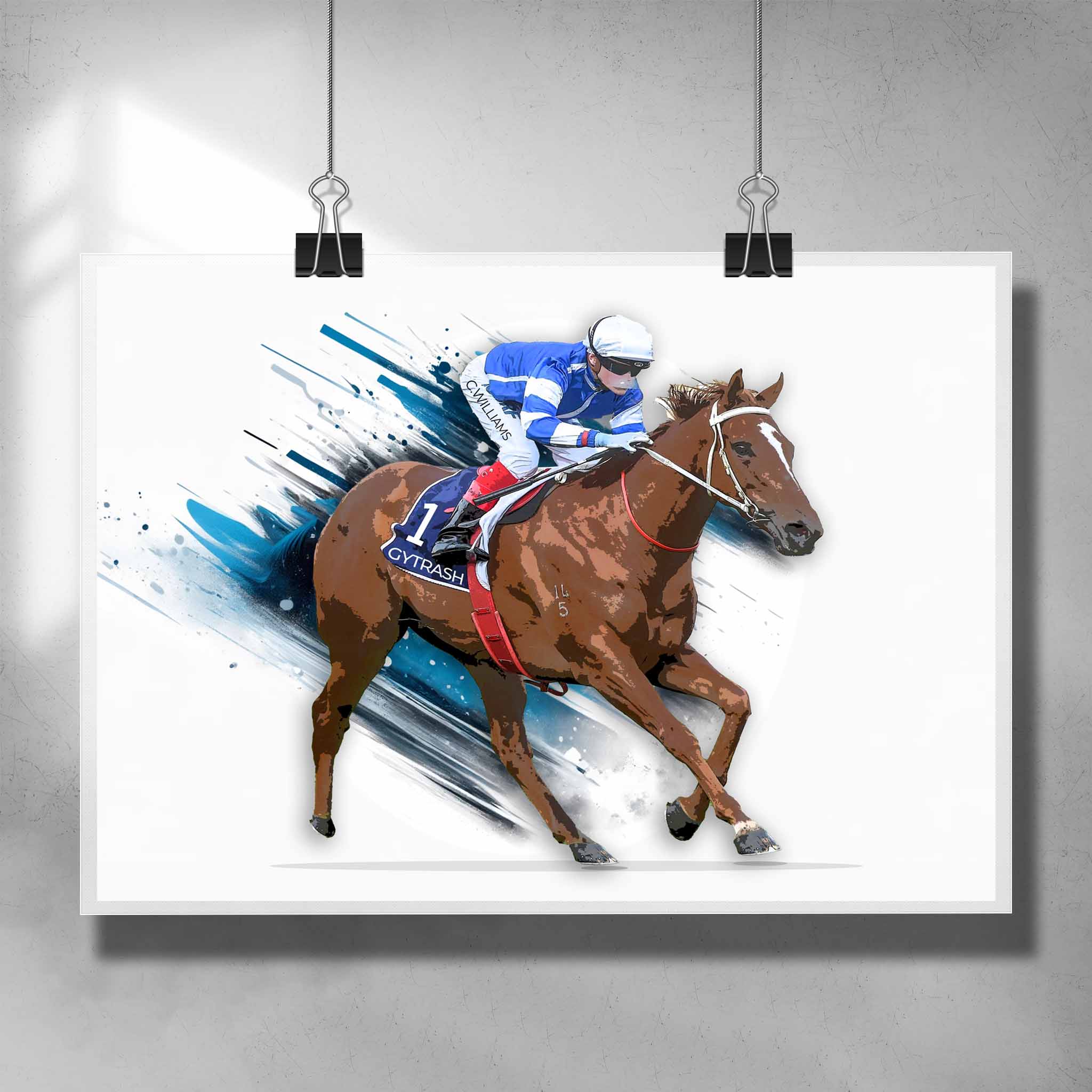 Gytrash Horse Racing Art Unframed Poster - Perfect for Man Cave, Home Decor, Horse Racing Fans, and Gifts.