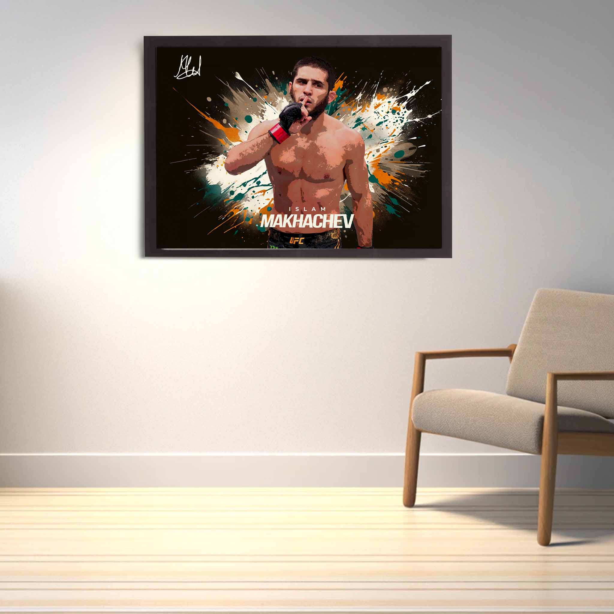 UFC Home decor on display on an MMA Fan's wall.