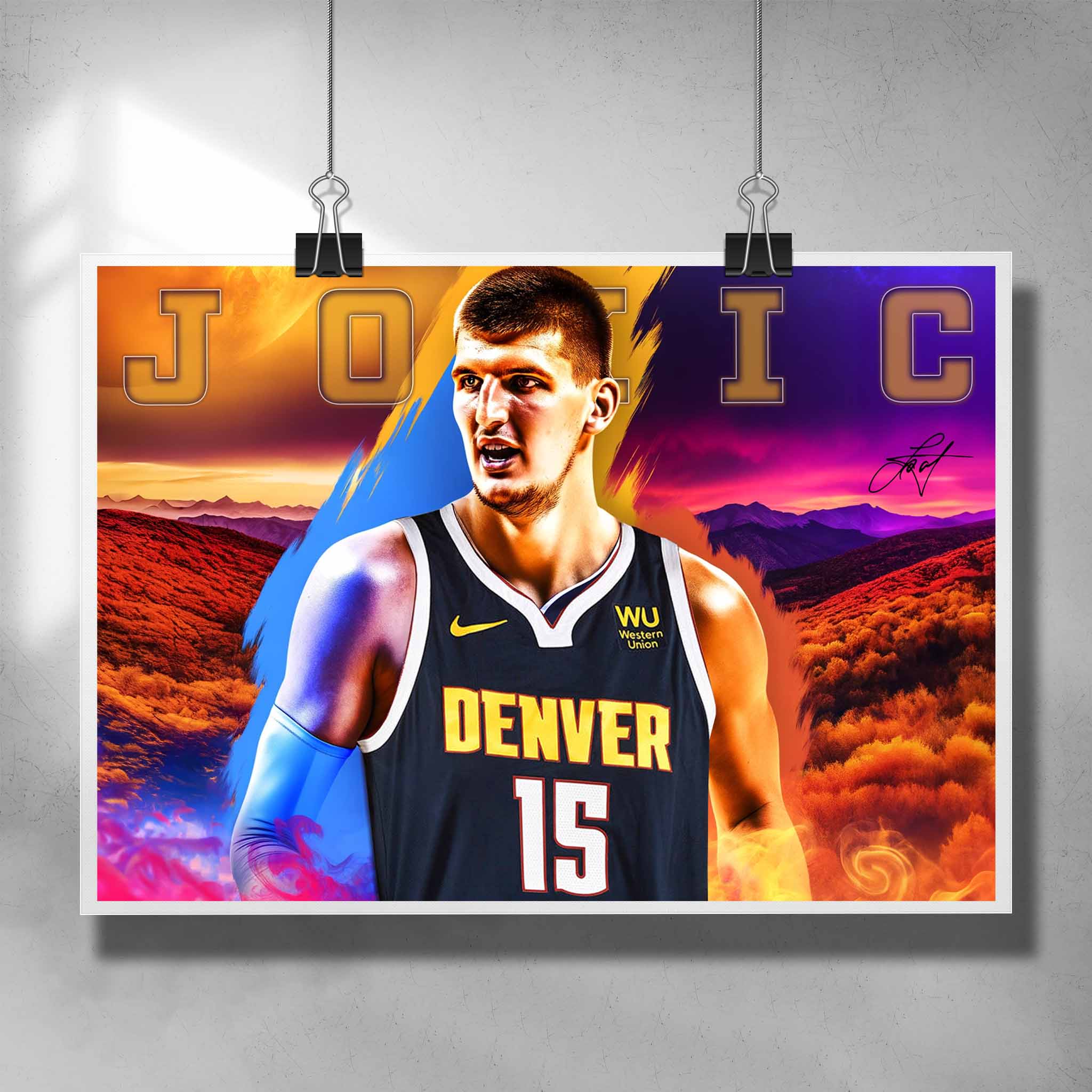 Nikola Jokic poster from the Denver Nuggets.