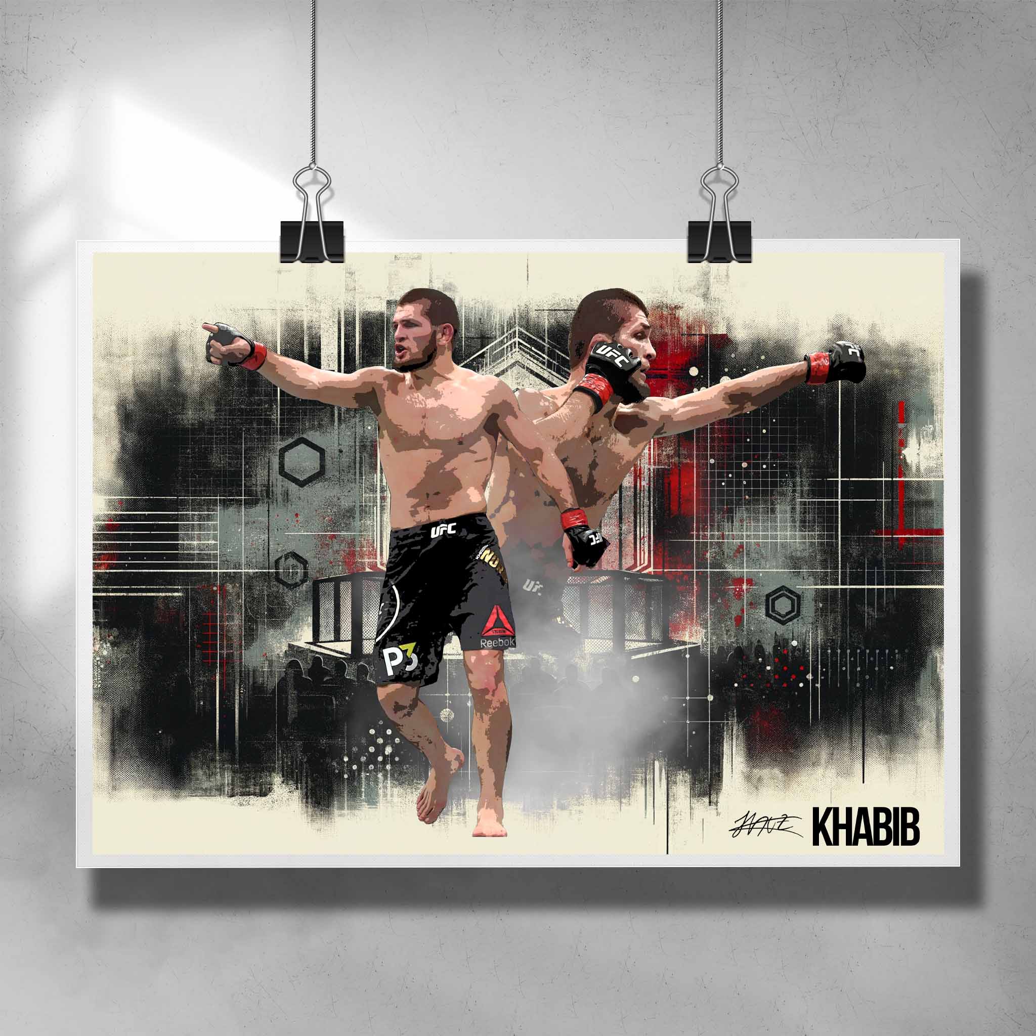 Unique UFC poster by Sports Cave, featuring MMA star Khabib Nurmagomedov.