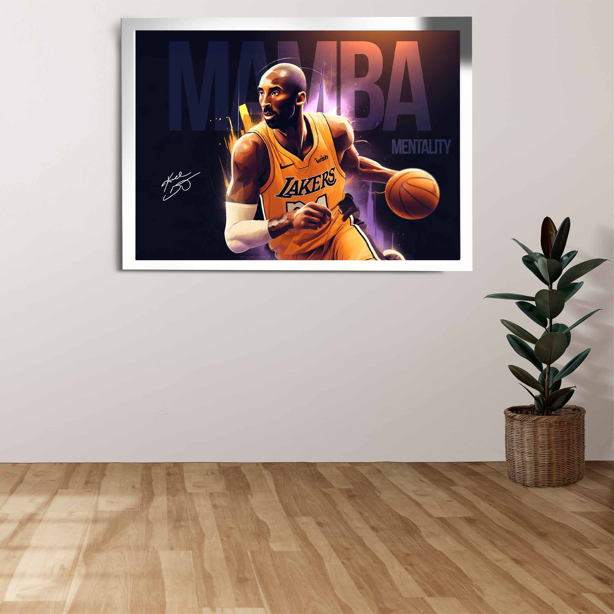 Kobe Bryant Mamba Mentality displayed on a die-hard fan wall.