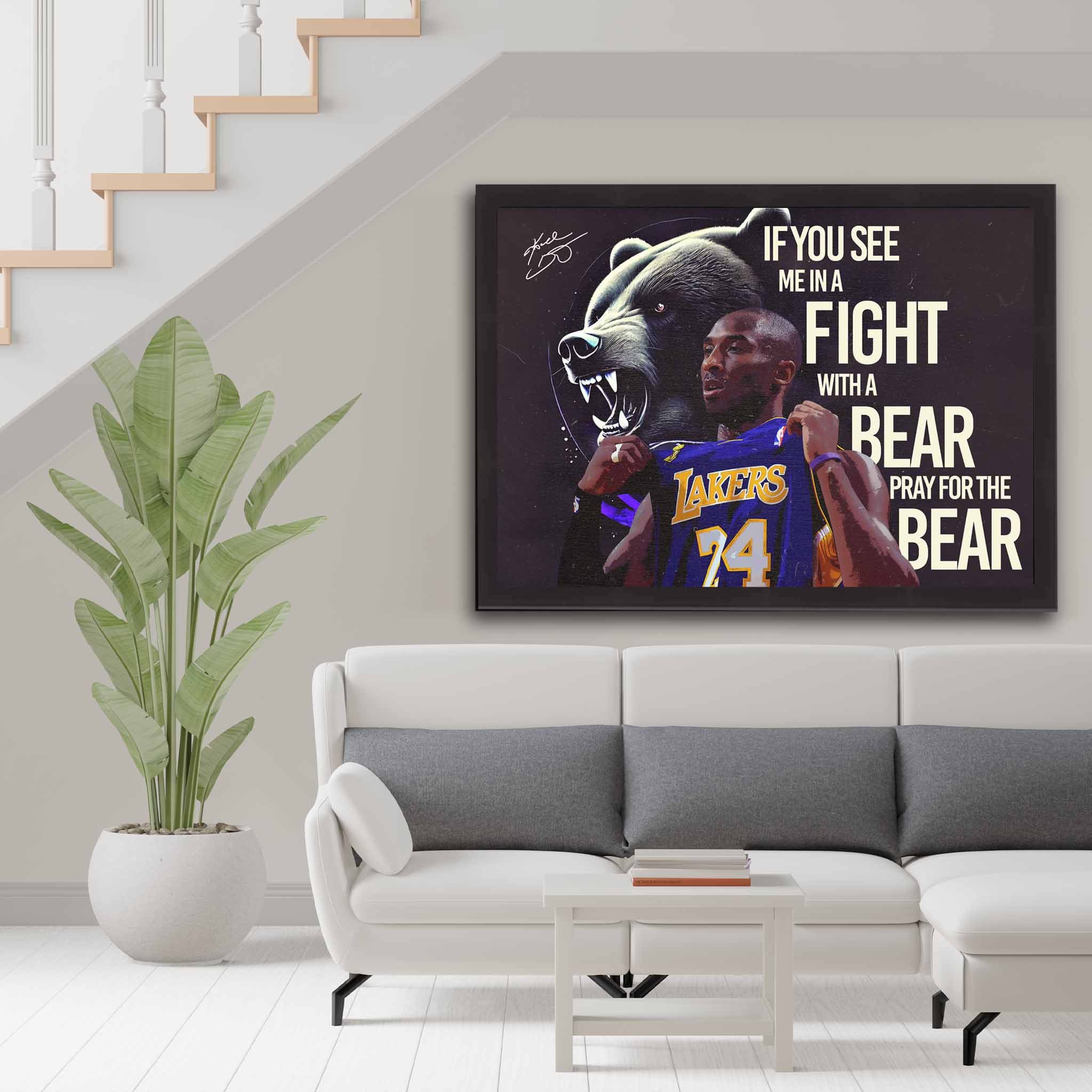 Sports Cave featuring Kobe Bryant with the Mamba mentality quote "If you see me in a fight with a bear, pray for the bear".