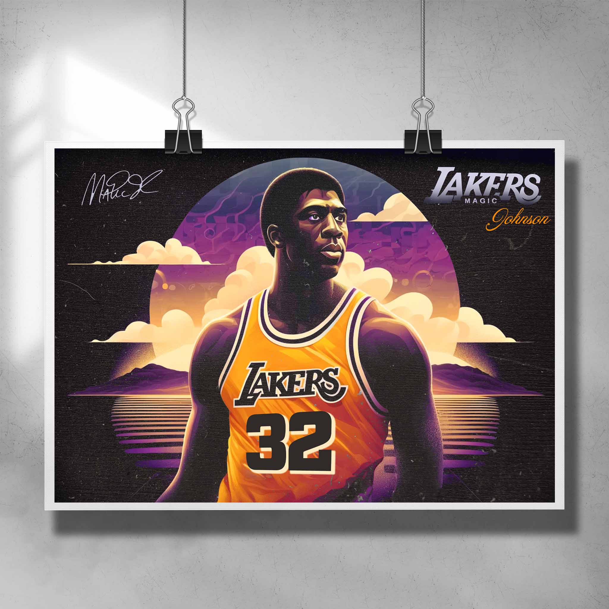 Magic Johnson Lakers NBA Poster by Sports Cave.