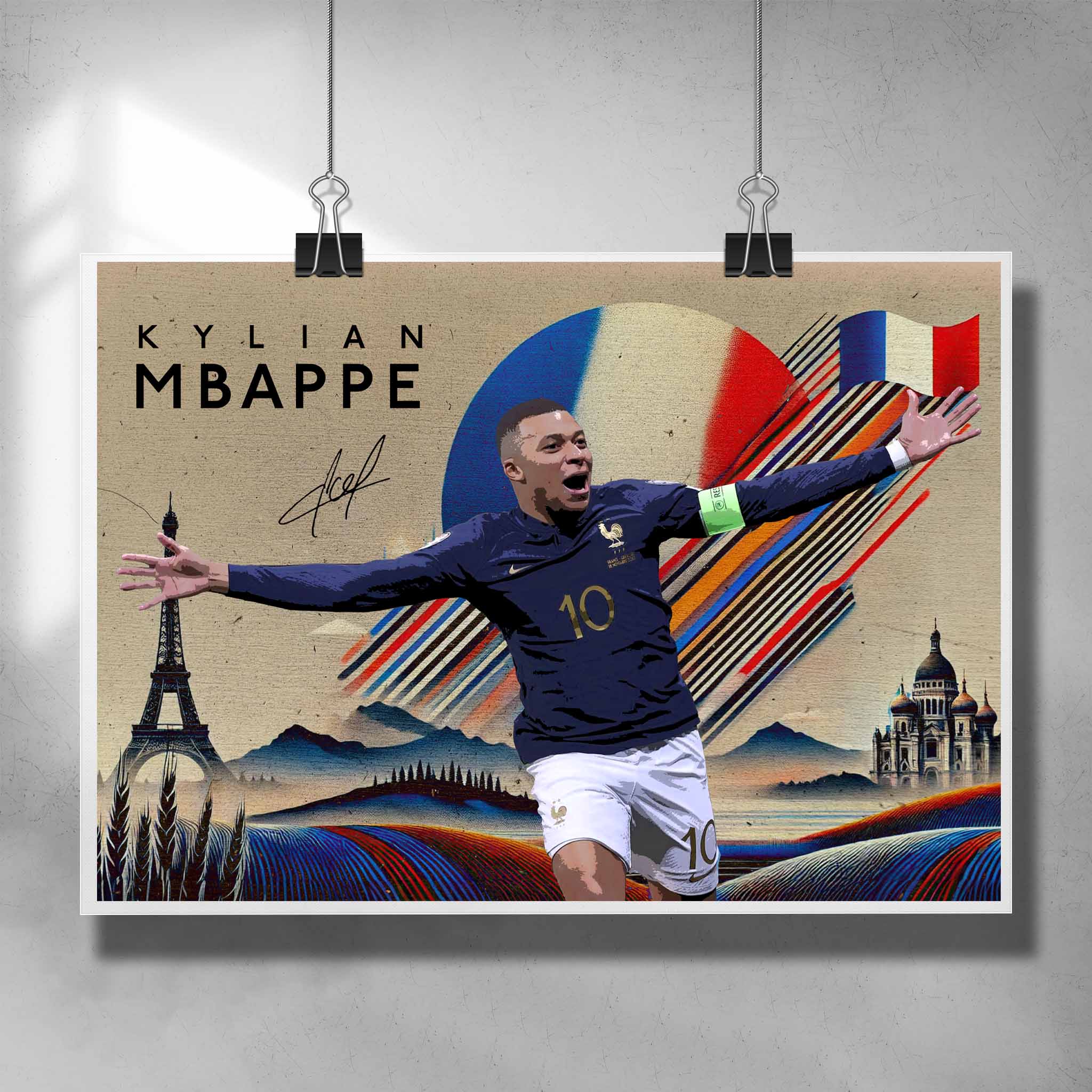 Signed Kylian Mbappé France Soccer Poster by Sports Cave.