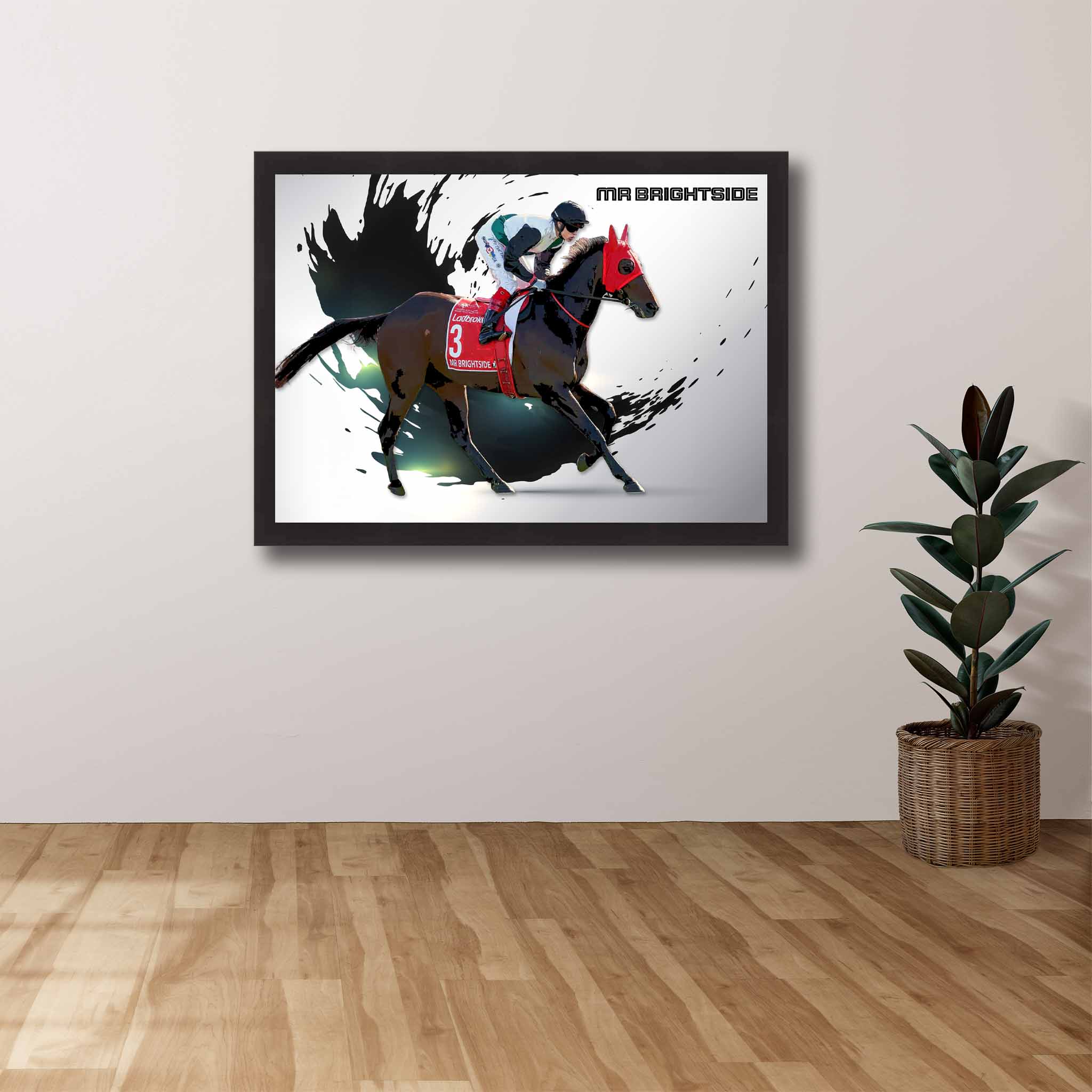 Horseracing Die-hard Supporters House, featuring a framed print of Mr Brightside showcased on the wall.