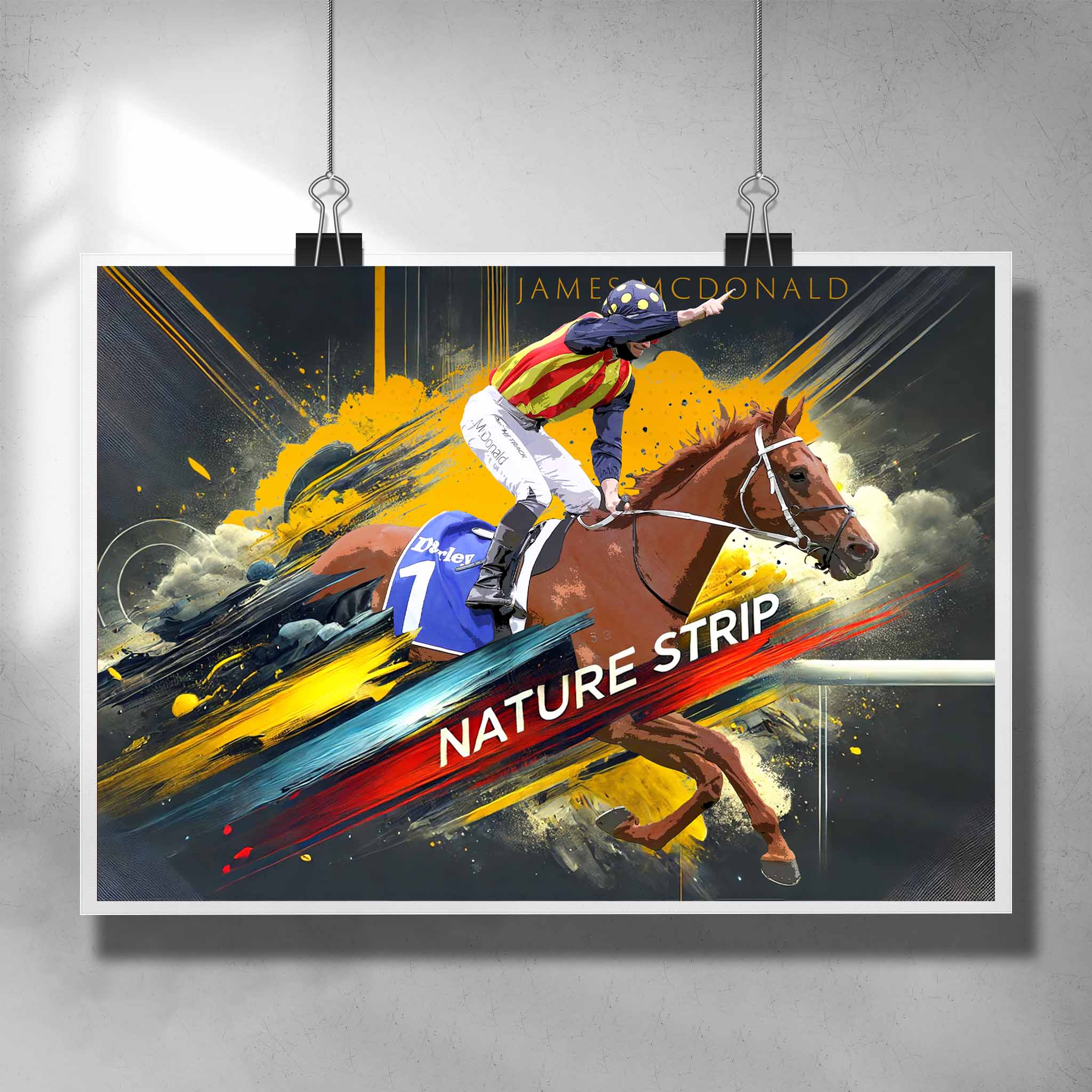 Unique horse racing poster by Sports Cave, featuring the Chris Waller trained racehorse Nature Strip.