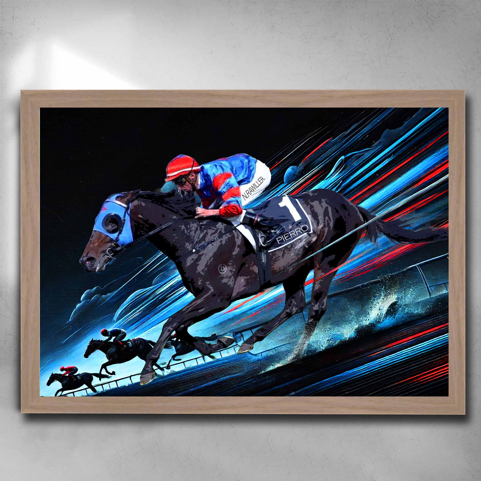 Oak framed horse racing poster featuring the Gai Waterhouse trained Pierro.