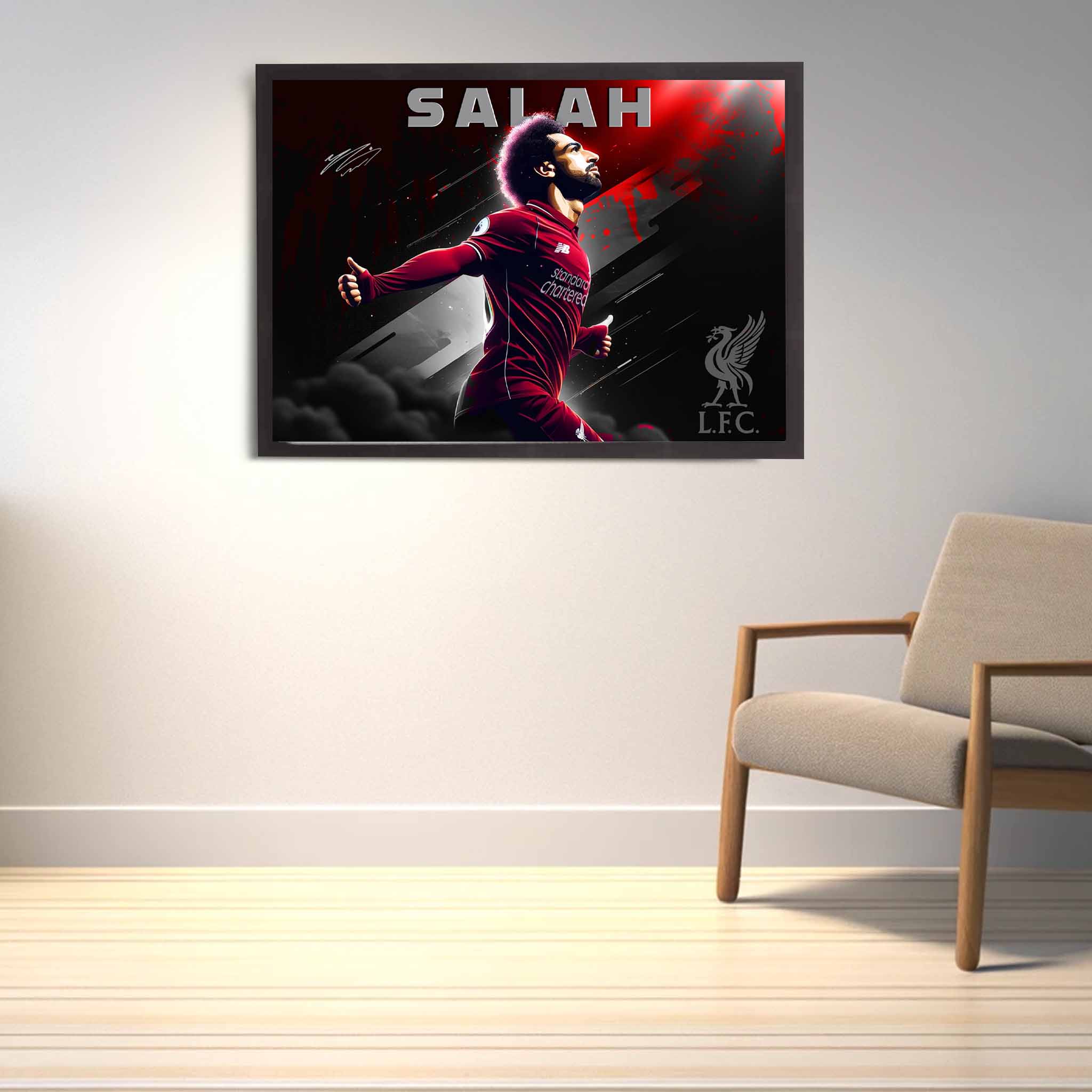 Liverpool FC with Mohamed Salah Wall Decor on display.