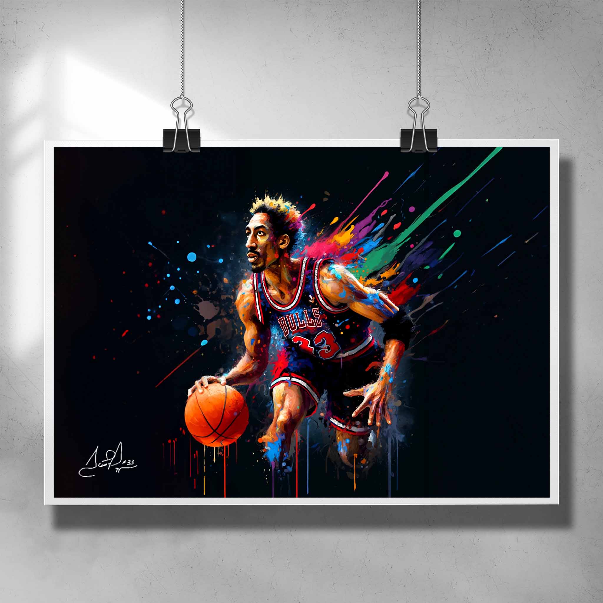 Unique NBA Poster by Sports Cave featuring Scotty Pippen from the Chicago Bulls.