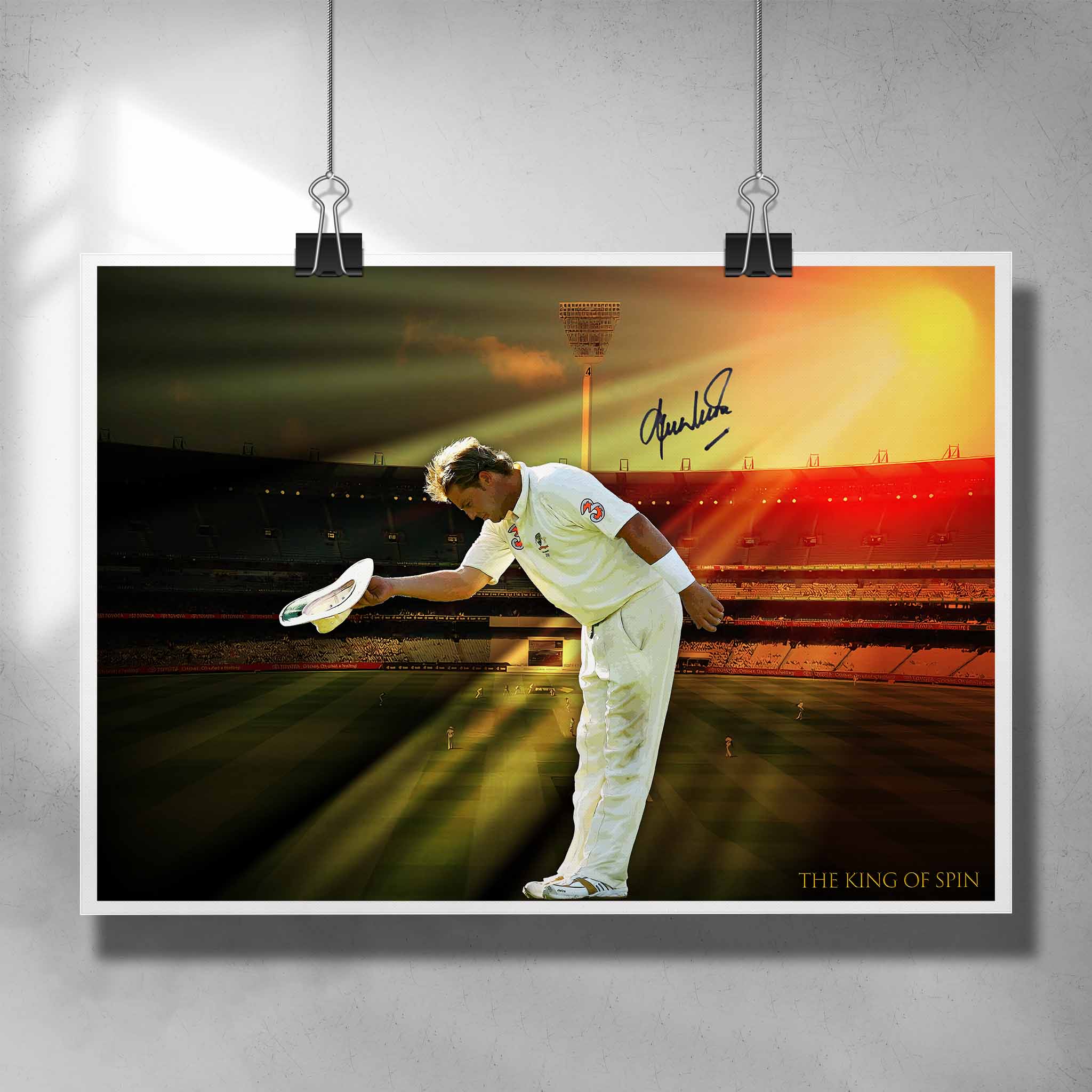 Shane Warne Cricket Tribute Art - Framed Cricket Poster.