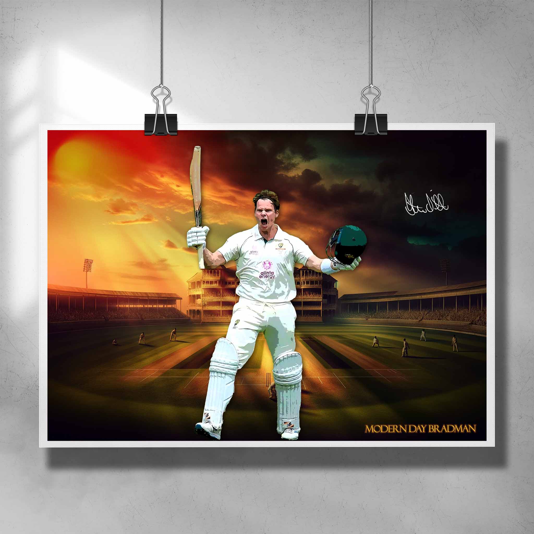 Unique cricket poster by Sports Cave featuring the modern day Bradman, Steven Smith.