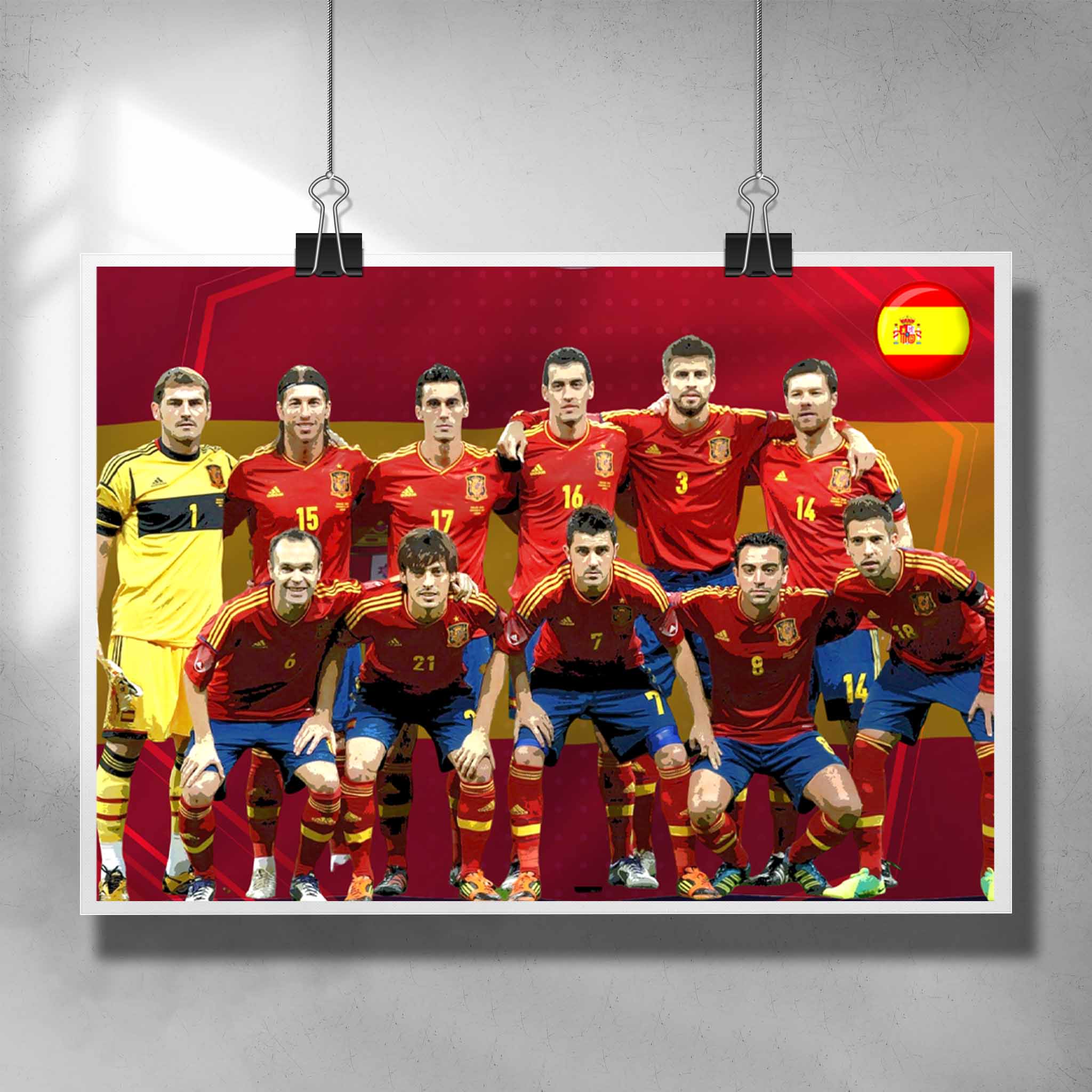 Unique soccer poster by Sports Cave, featuring the 2010 world cup winners Spain.