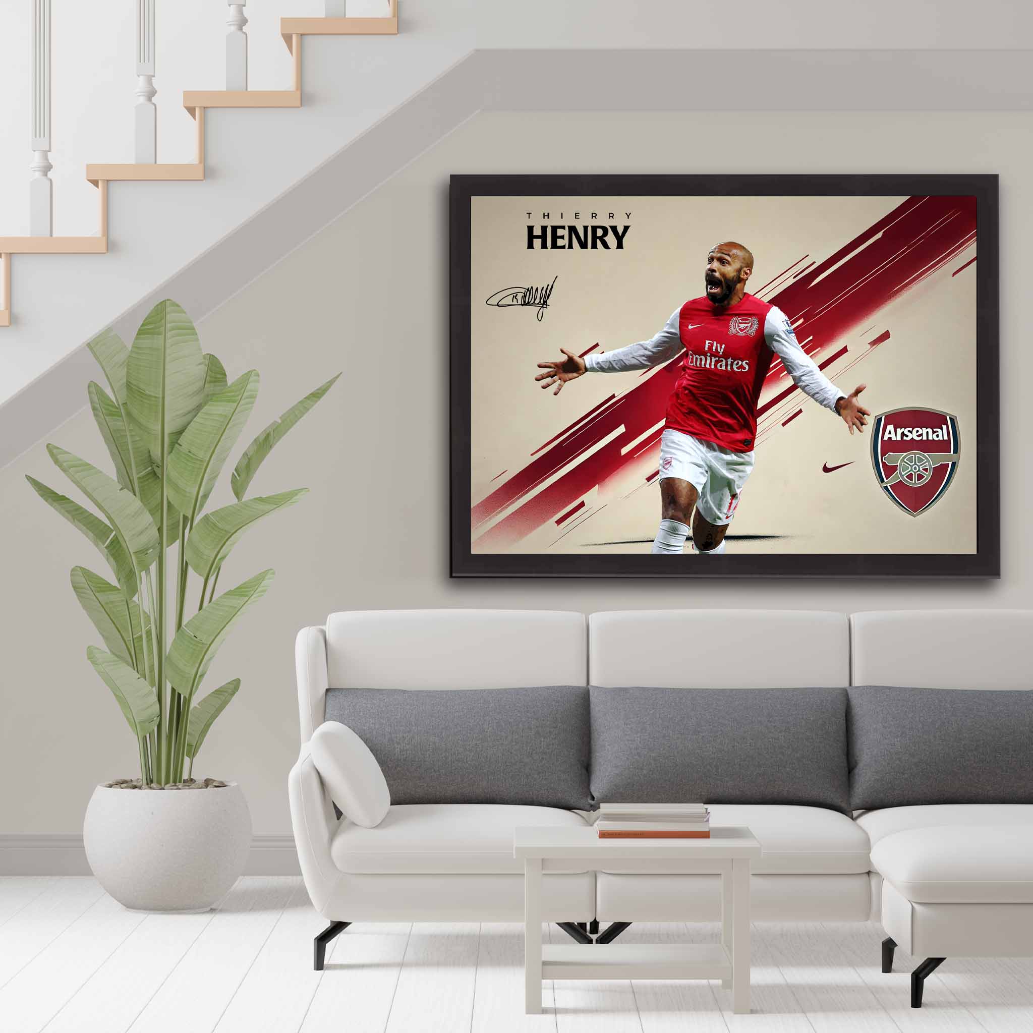 Extra-large Thierry Henry Arsenal wall art by Sports Cave – perfect football decor for living rooms.