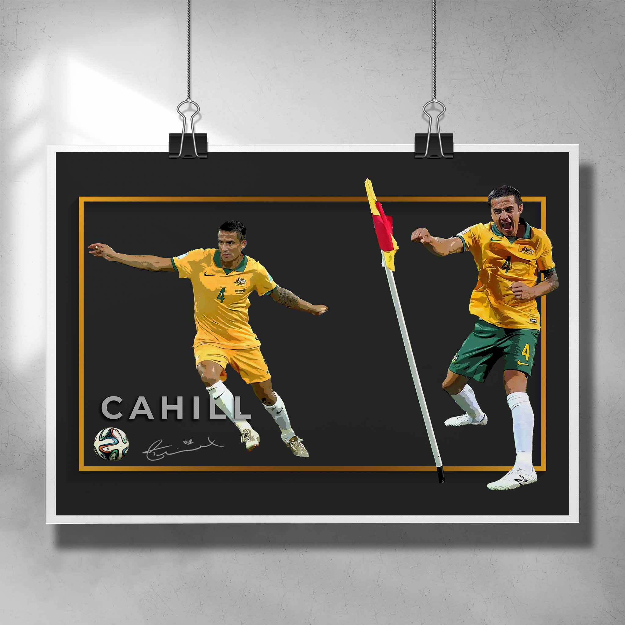 Unique soccer poster by Sports Cave, featuring Socceroo's legend Tim Cahill.