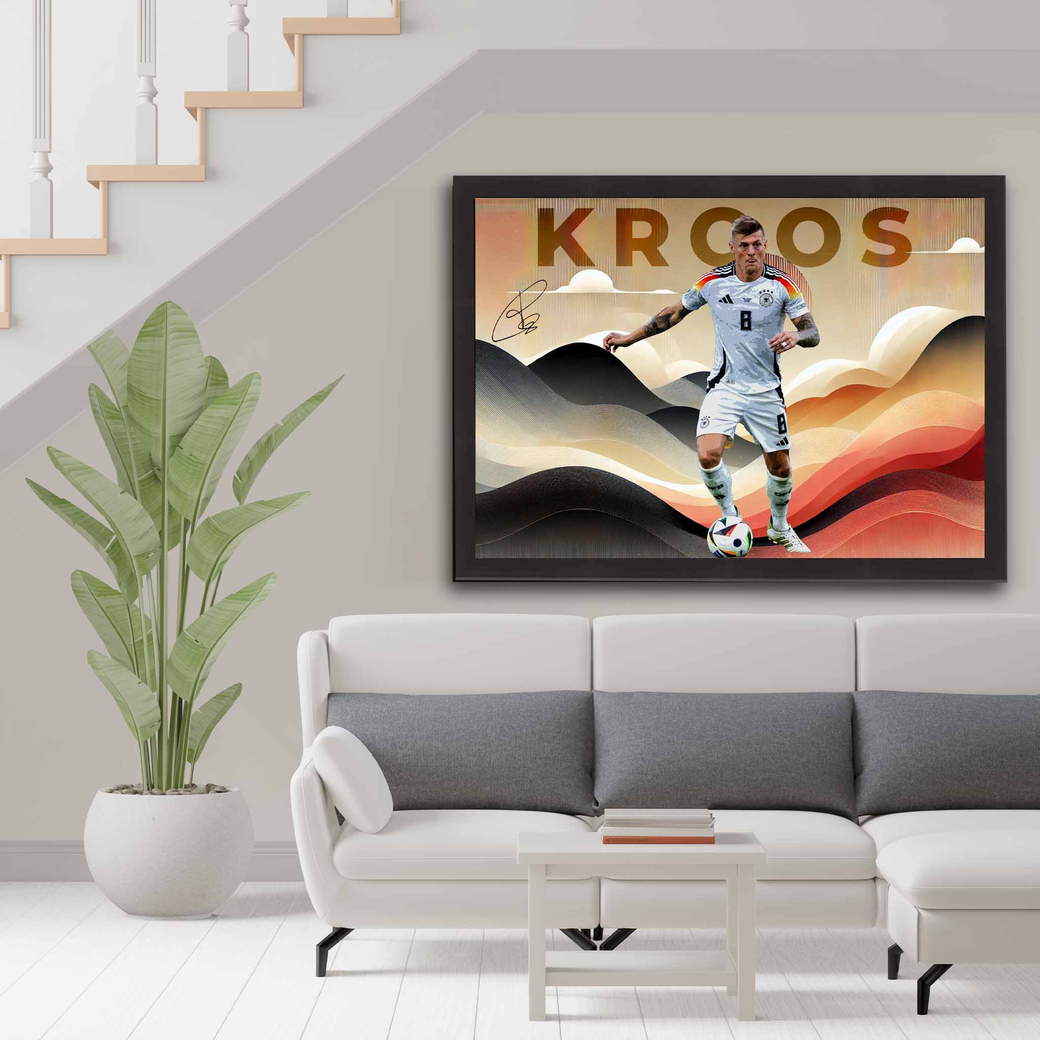 Toni Kroos Symphony Art in modern living room – premium football wall art decor.