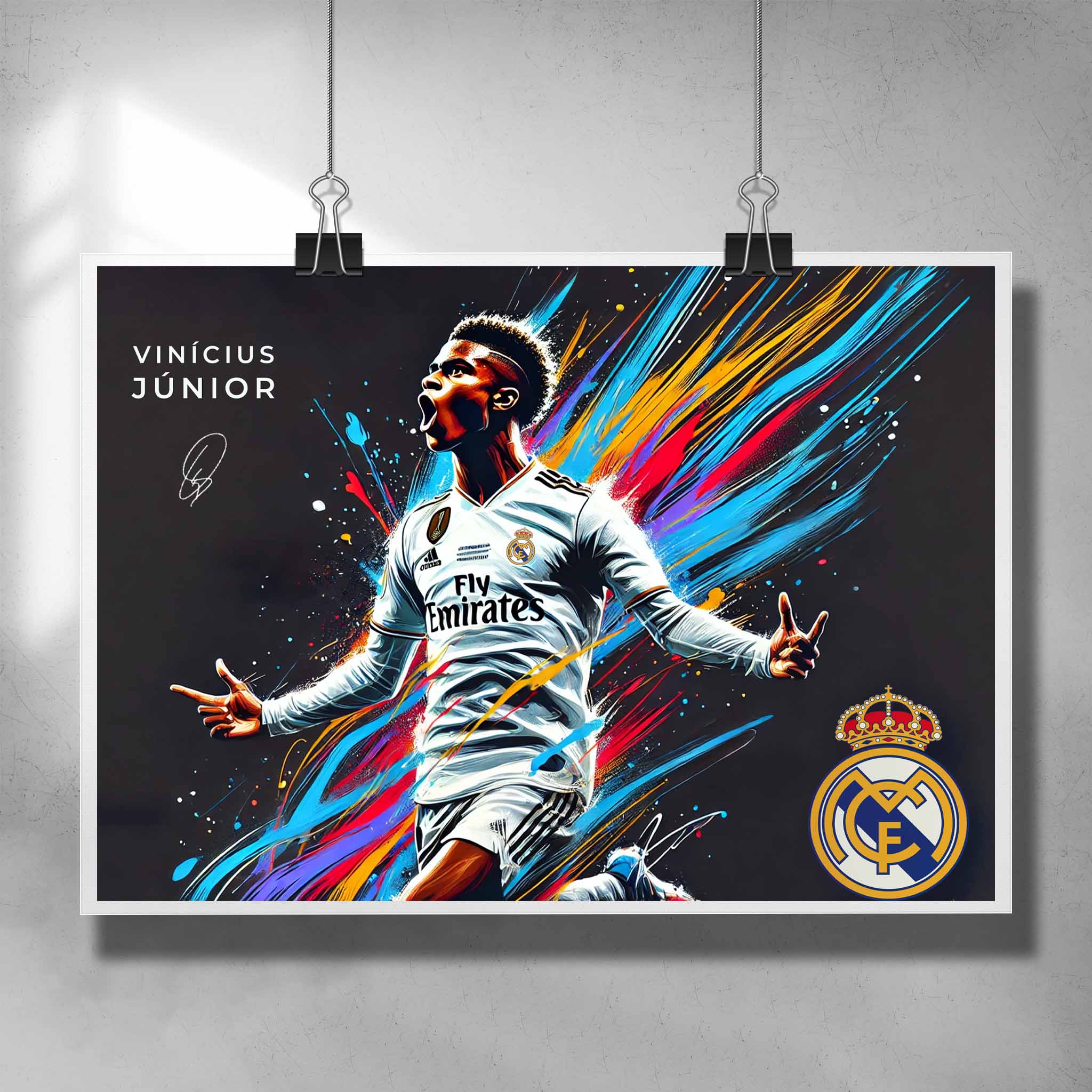 Signed Vinicius Junior Real Madrid Graffiti Art Poster by Sports Cave.