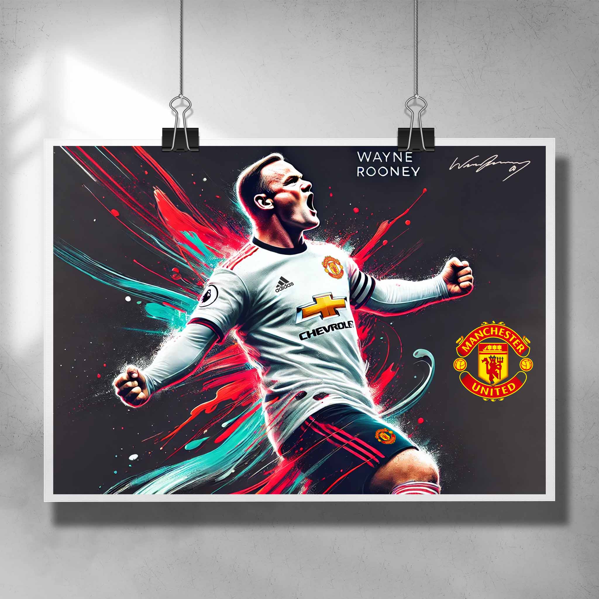 Signed Wayne Rooney Manchester United Poster by Sports Cave.