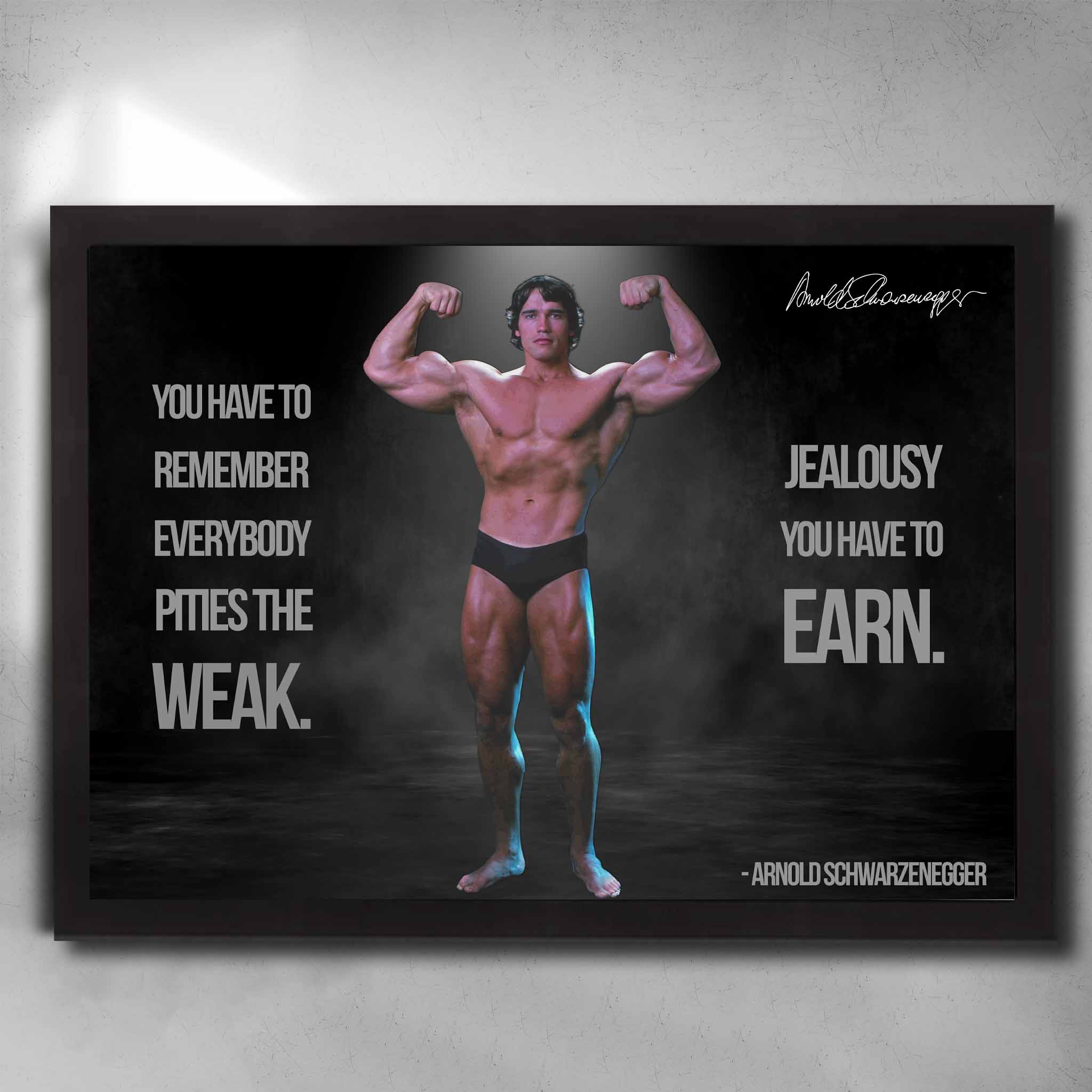 Arnold Schwarzenegger motivational black framed poster - gym decor, fitness inspiration, man cave wall art