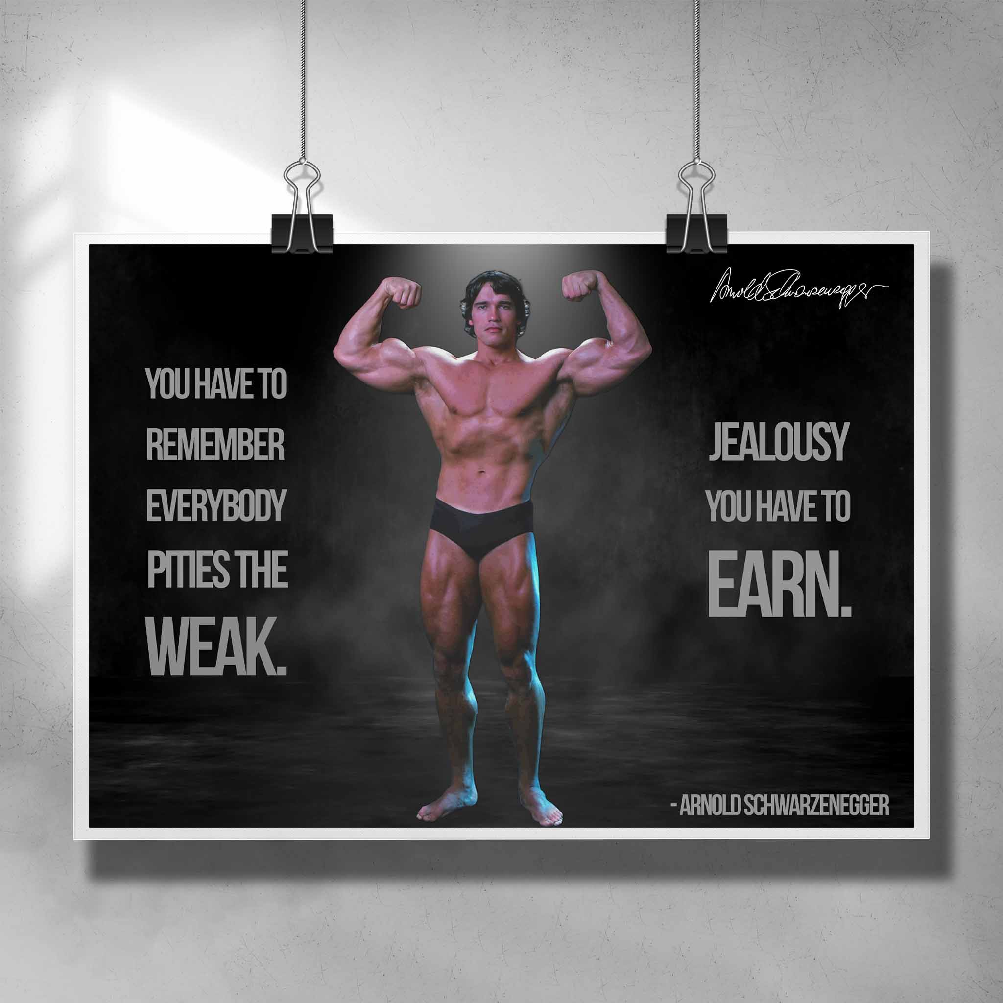 Arnold Schwarzenegger motivational poster - gym decor, fitness inspiration, man cave wall art.